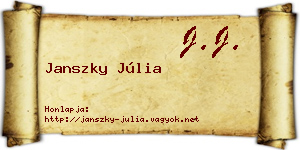 Janszky Júlia névjegykártya